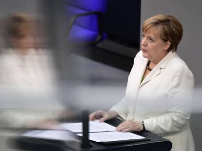 La canciller alemana, Angela Merkel, en el Bundestag el 28 de junio. 