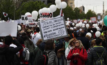 Pancarta durante la manifestación de la España vaciada.