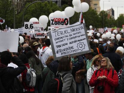 Pancarta durante la manifestación de la España vaciada.