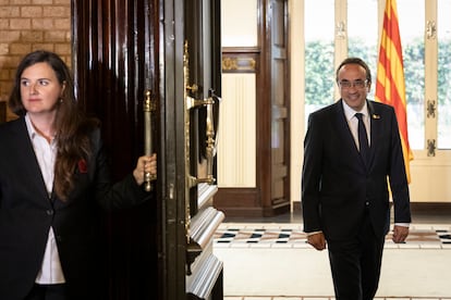 El presidente del Parlament, Josep Rull, retoma este la ronda de consultas con los líderes de Junts, Albert Batet y Mònica Sales, este miércoles en Barcelona.