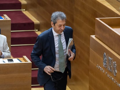 El vicepresidente primero de la Generalitat, Vicente Barrera, de Vox, en una sesión de las Cortes Valencianas.