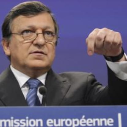 El presidente de la Comisión Europea, José Manuel Durao Barroso, comparece en una rueda de prensa.