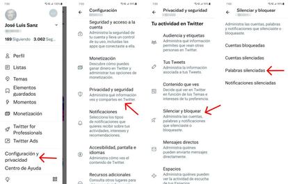 Cómo silenciar palabras en Twitter para Android.