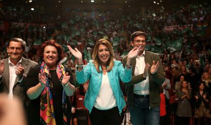 La secretaria general del PSOE de Andalucía, presidenta de la Junta y candidata a la elección, Susana Díaz, celebra en Granada el acto de inicio de la campaña de las autonómicas, el 15 de noviembre de 2018.