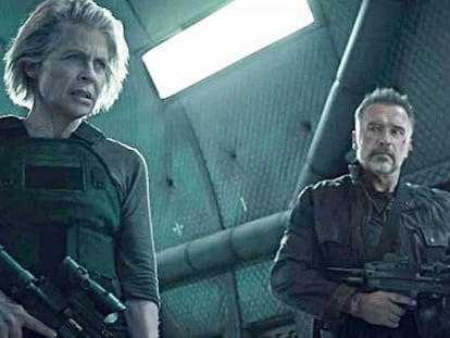 Linda Hamilton y Arnold Schwarzenegger, en 'Terminator: destino oscuro'.
