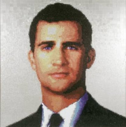 Retrato del príncipe Felipe, hoy rey, hecho por el grupo Mondongo en 2003.