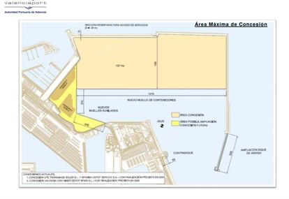 Figuración de la ampliación norte del Puerto de Valencia, cedida por la Autoridad Portuaria.