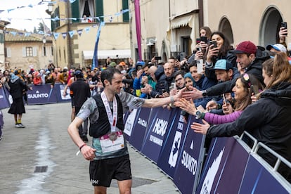 Kilian Jornet, after ending in second place in the Chianti By Utmb race.