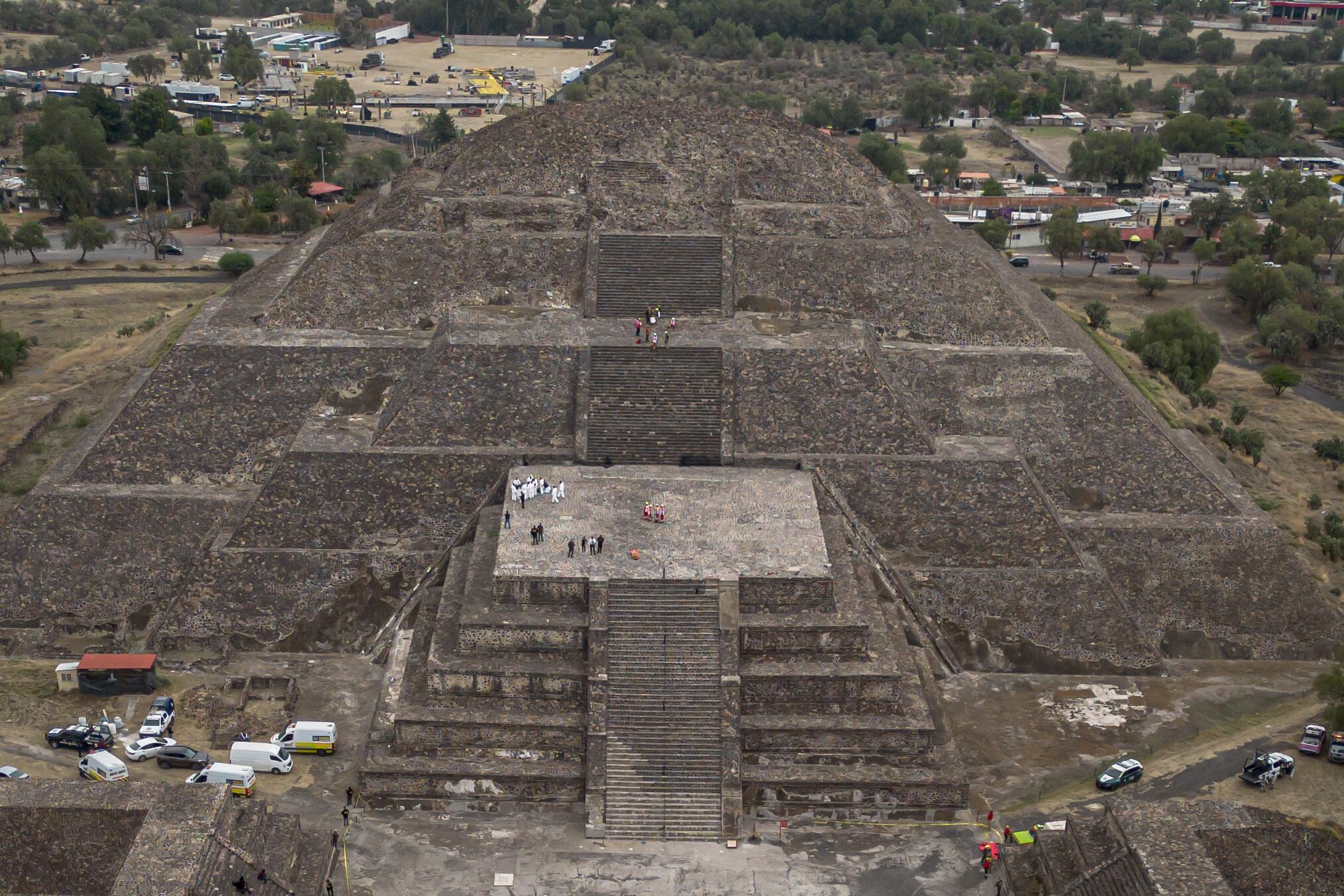 Vista aérea de la piramide de la Luna, en Teotihuacán, el 20 de abril.