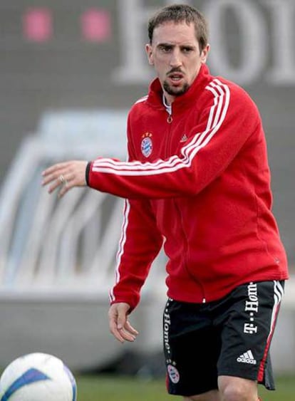 Ribéry, en el entrenamiento de ayer del Bayern.