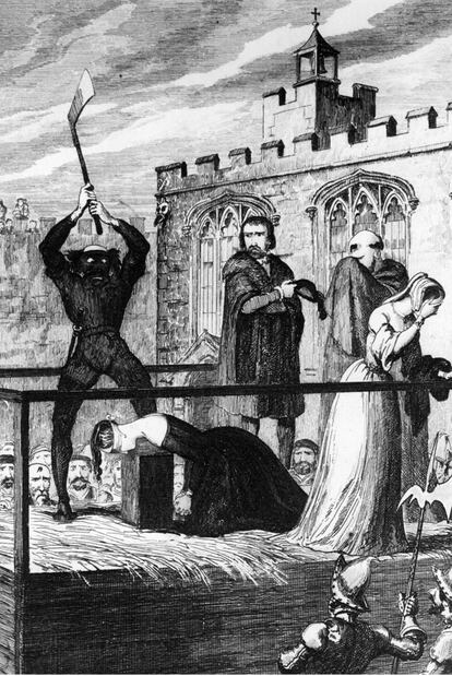 Decapitación el 12 de febrero de 1554 de la reina Juana de Inglaterra.