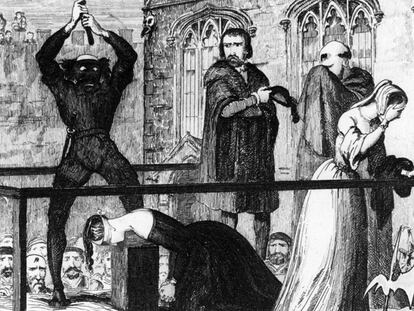 Decapitación el 12 de febrero de 1554 de la reina Juana de Inglaterra.