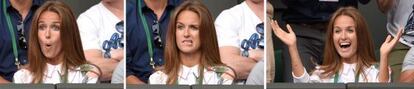 El sufrimiento de Kim Murray mientras observa uno de los partidos de su marido en Wimbledon.