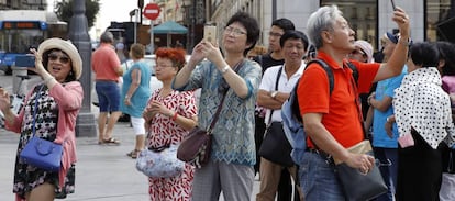 Turistas en el centro de Madrid.