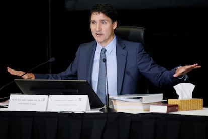 El primer ministro canadiense, Justin Trudeau, durante una comparecencia.