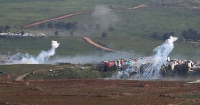 Smoke billows up following Israeli fire in southern Lebanon.