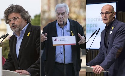 Antoni Castell&aacute;, Ernest Maragall y Ra&uuml;l Romeva.