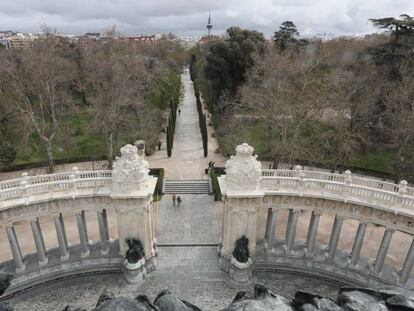 Vistas del parque del Retiro desde el mirador. 