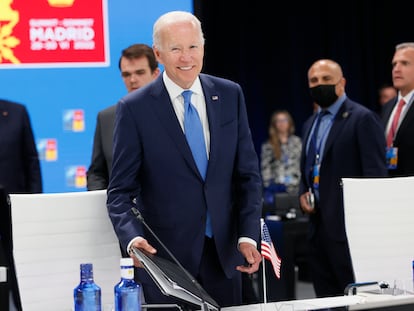 El presidente de Estados Unidos, Joe Biden, durante la cumbre de la OTAN, el miércoles en Madrid.