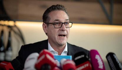 Heinz-Christian Strache, antiguo líder del FPÖ, durante una comparecencia este martes en Viena.