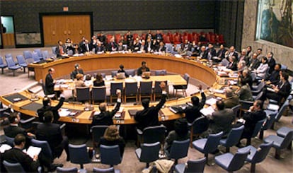 Los miembros del Consejo de Seguridad, durante la votación.