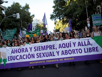 Manifestación en Madrid por el Día Internacional por la Despenalización del Aborto y la Defensa de los Derechos Sexuales y Reproductivos de la mujer, en 2019.