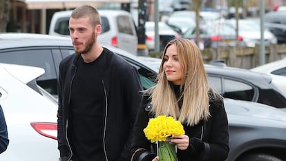 Edurne y David de Gea, en un almuerzo familiar en abril de 2019.