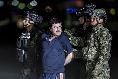 El Chapo, en el momento de su detención, el 8 de enero de 2016.