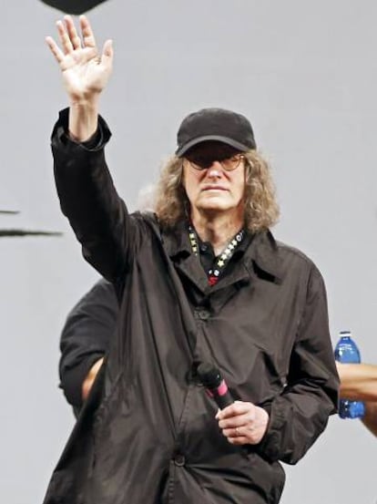 Gianroberto Casaleggio, durante la campaña de las elecciones europeas de 2014.