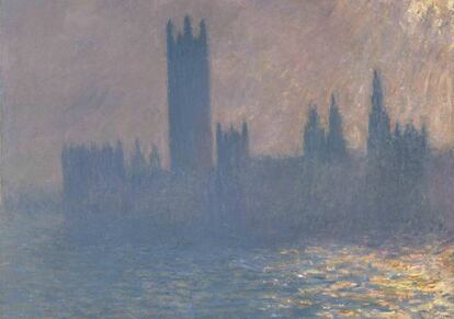 Uno de los cuadros de la serie 'Londres, el Parlamento', de Monet, que se exponen en la Tate.