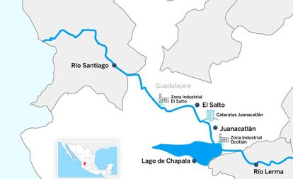 Localización del río Santiago, en el poniente de México.