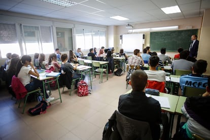 Clase de filosofía en un instituto de la Comunidad de Madrid.