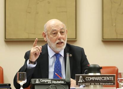 El fiscal general del estado, Jose Manuel Maza, ayer en la Comision de Justicia en el Congreso.