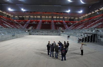 Representantes de la federación española, en la Caja Mágica.