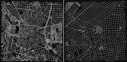 Los crecidos en ciudades como Madrid (izquierda) se orientan mejor que los criados en urbes como Buenos Aires (derecha). Pero ambos se guían peor que los que crecieron en pueblos españoles o argentinos.