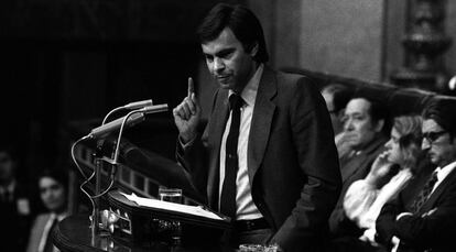 Felipe González, durante la moción de censura de 1980.