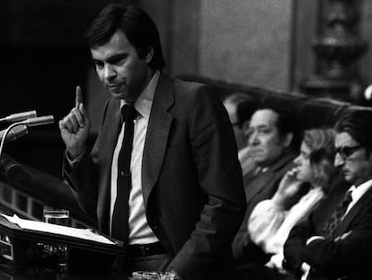 Felipe González, durante la moción de censura de 1980.