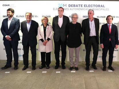 Los seis aspirantes a la alcaldía de la capital.