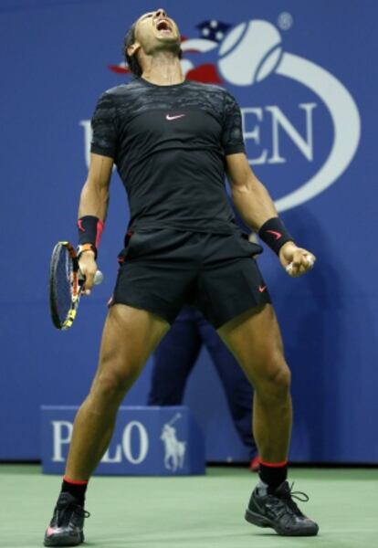 Nadal, en un instante del partido de la tercera ronda contra el italiano Fabio Fognini en Nueva York.