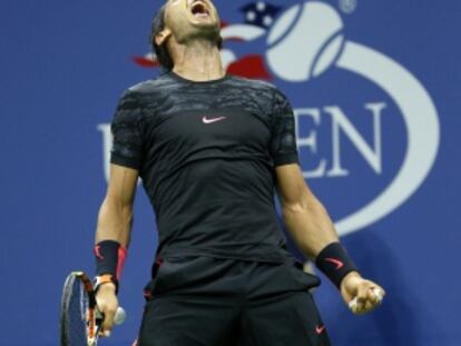 Nadal, en un instante del partido de la tercera ronda contra el italiano Fabio Fognini en Nueva York.