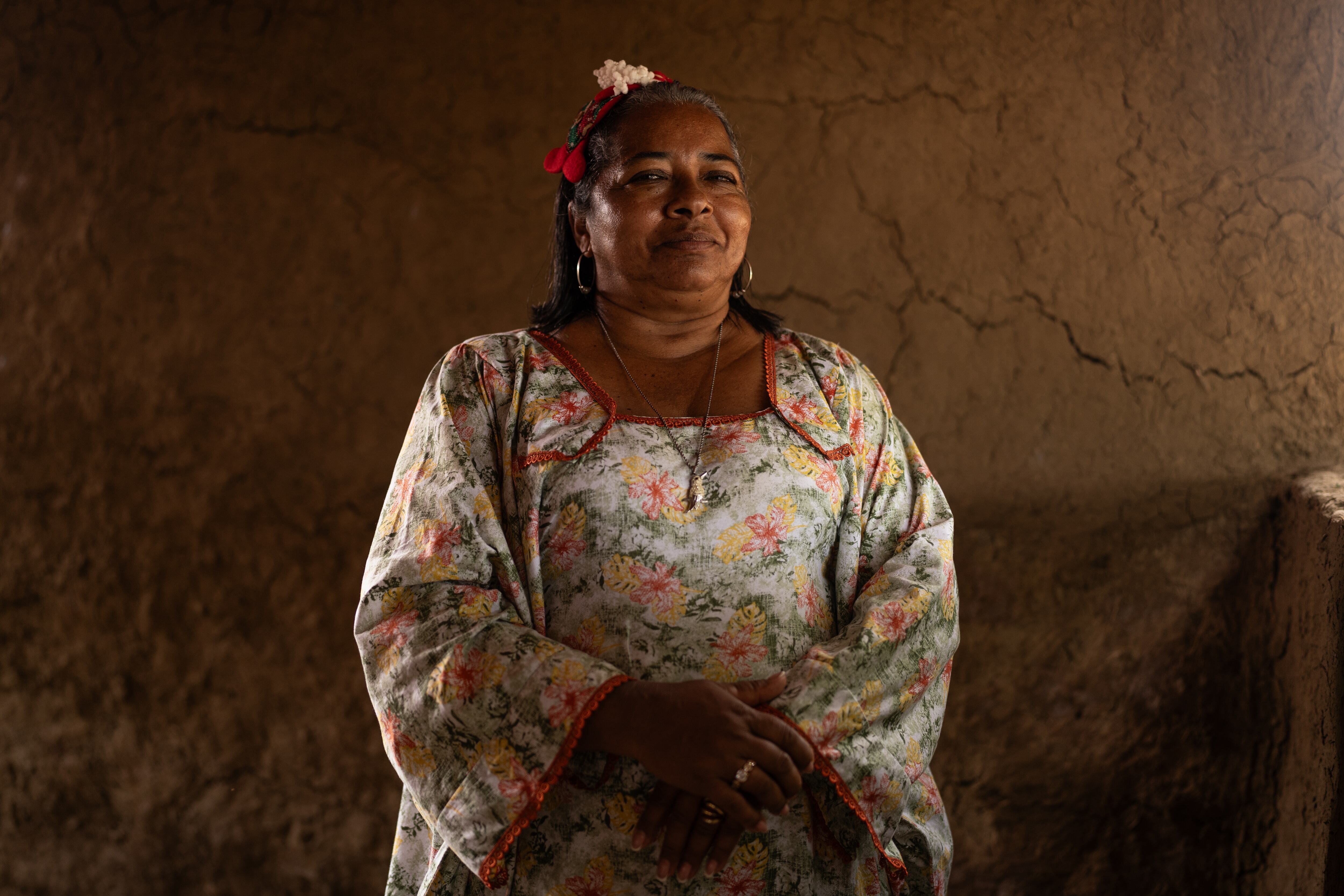 Georgina Deluquez, directora del Centro Educativo Indígena # 6, en la escuela La Voluntad de Dios, en Paraguachón.