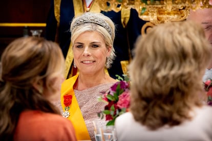 La princesa Laurentien de Pases Bajos, en el banquete en honor al presidente francs Emmanuel Macron, celebrado en el palacio real de ?msterdam, el 11 de abril de 2023.