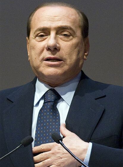 Silvio Berlusconi durante una reunión del Confesercenti, que agrupa a pequeñas y medianas empresas, en Roma