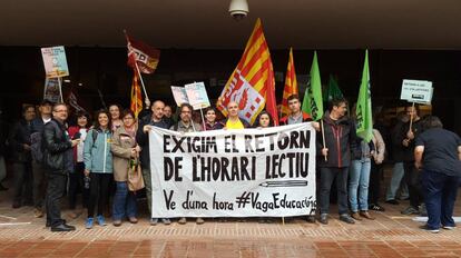 Sindicats de l'educació en la presentació de la vaga del 16 de maig.