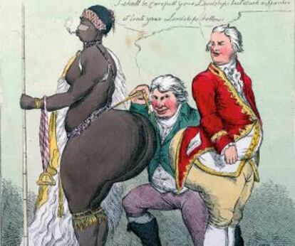 Caricatura del siglo XIX con la Venus de Hottentot.