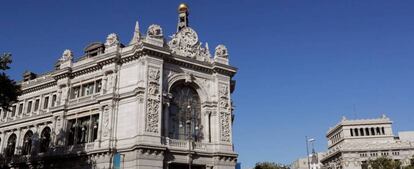 Fachada del edificio del Banco de España en la plaza de Cibeles, en Madrid.