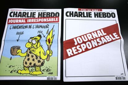 Dos portadas de la revista francesa 'Charlie Hebdo'.