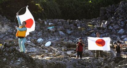 Nacionalistas japoneses en las islas Senkaku.