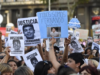 Manifestación para exigir justicia por el crimen de Fernando Báez Sosa, en Buenos Aires
