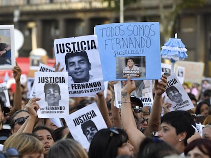 Manifestación para exigir justicia por el crimen de Fernando Báez Sosa, en Buenos Aires